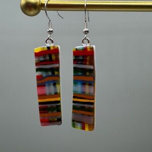 Multicolor Striped Dangle Earrings
